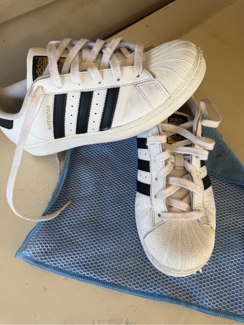 adidas womans White Sneakers with Black Stripes